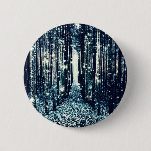 Magical Forest Teal Grey Elegance 6 Cm Round Badge