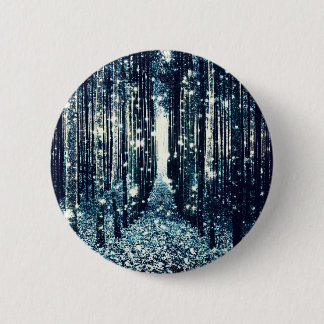 Magical Forest Teal Grey Elegance 6 Cm Round Badge
