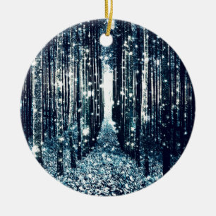 Magical Forest Teal Grey Elegance Ceramic Tree Decoration