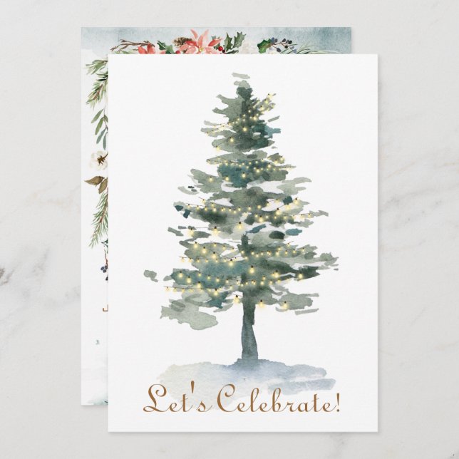 Magical Forest Tree Lights Holiday Christmas Party Invitation (Front/Back)