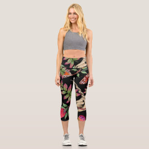 Magical Forest Unicorn Dark Pattern. Capri Leggings