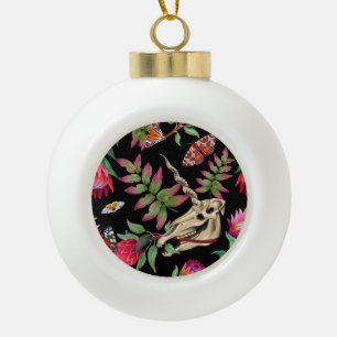 Magical Forest Unicorn Dark Pattern. Ceramic Ball Christmas Ornament
