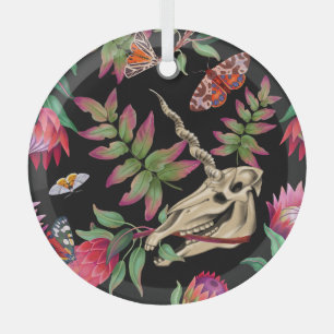 Magical Forest Unicorn Dark Pattern. Glass Tree Decoration