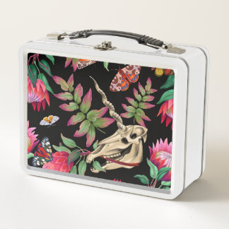 Magical Forest Unicorn Dark Pattern. Metal Lunch Box