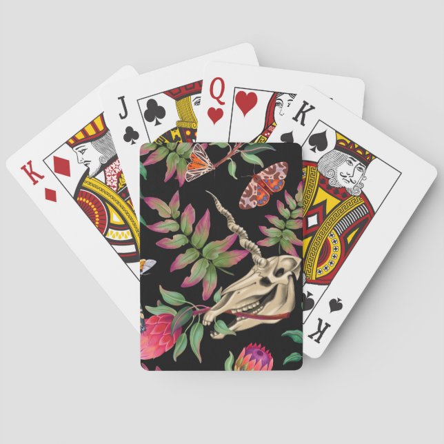 Magical Forest Unicorn Dark Pattern. Playing Cards (Back)