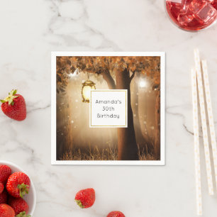 Magical Forest with Fairy Lights Birthday Napkin