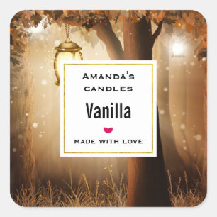 Magical Forest with Fairy Lights Candle Business Square Sticker