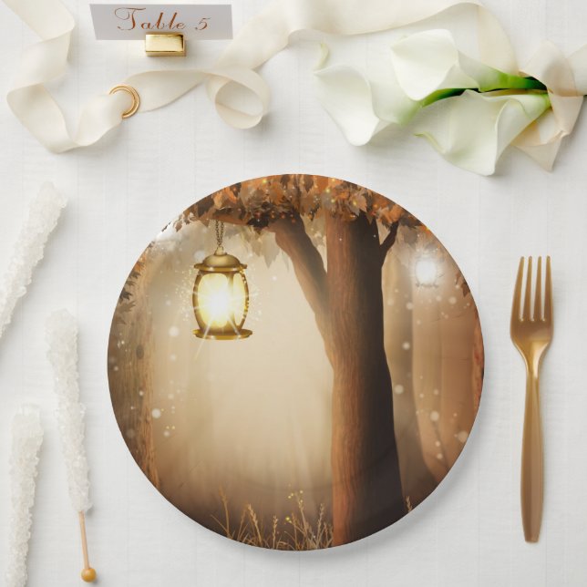 Magical Forest with Fairy Lights Paper Plate (Wedding)
