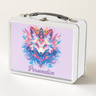Magical Fox Colorful Personalized Cute Kids Metal Lunch Box