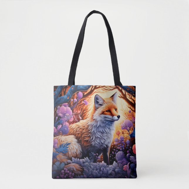 Magical fox in enchanted forest tote bag (Front)