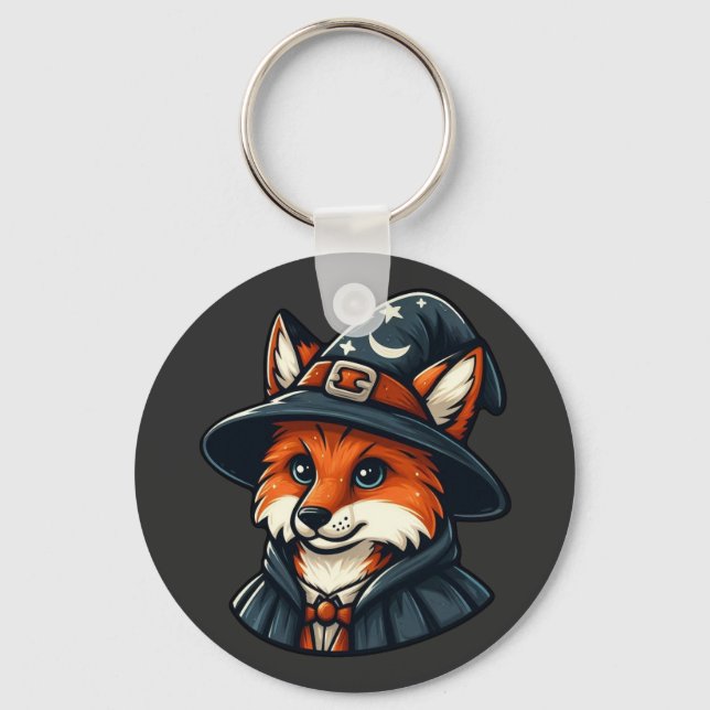 Magical Fox - Wizard Fantasy Key Ring (Front)