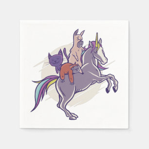 Magical Friends Unicorn, Alpaca, Kitten, Sloth Napkin