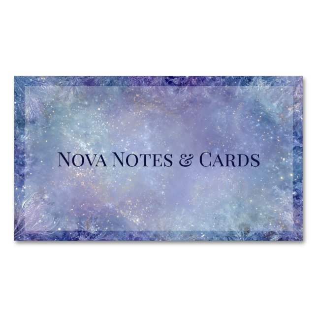 Magical Frozen Galaxy Winter Frost Magnetic Business Card (Front)
