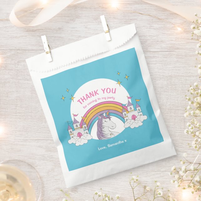 Magical Fun Girls Unicorn Birthday Party Thank You Favour Bags (Clipped)