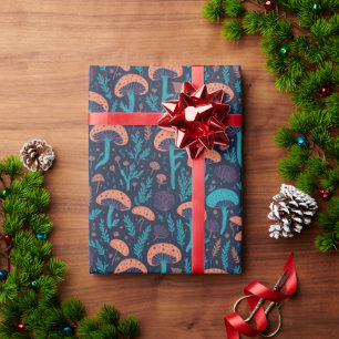 Magical Fun Purple Orange Woodland Mushroom Fungus Wrapping Paper