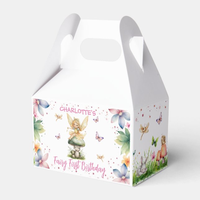 Magical Garden Fairy 1st Birthday  Favour Box (Front Side)
