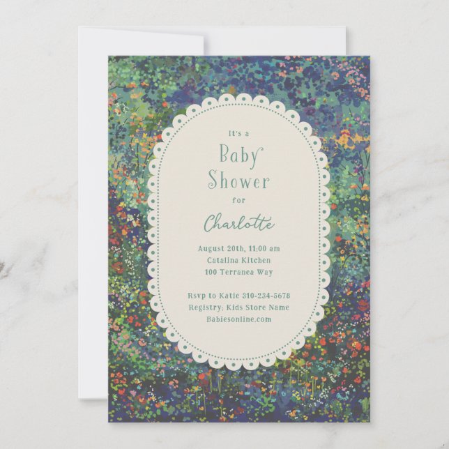 Magical Garden Hand Painted Baby Shower Invitation (Front)