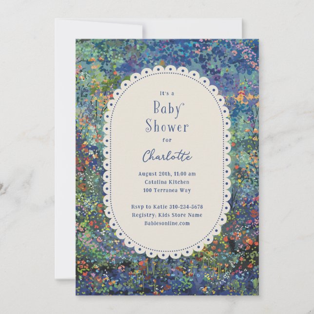 Magical Garden Hand Painted Baby Shower Invitation (Front)