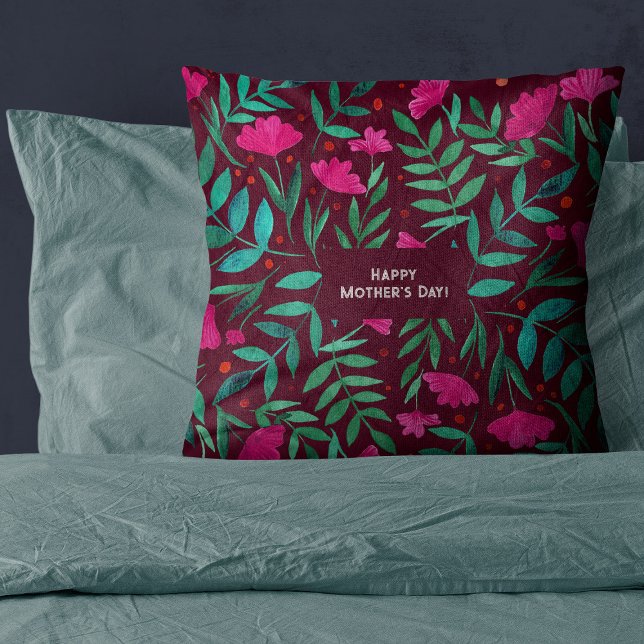 Magical garden - magenta and green Mother's Day Cushion (Creator Uploaded)
