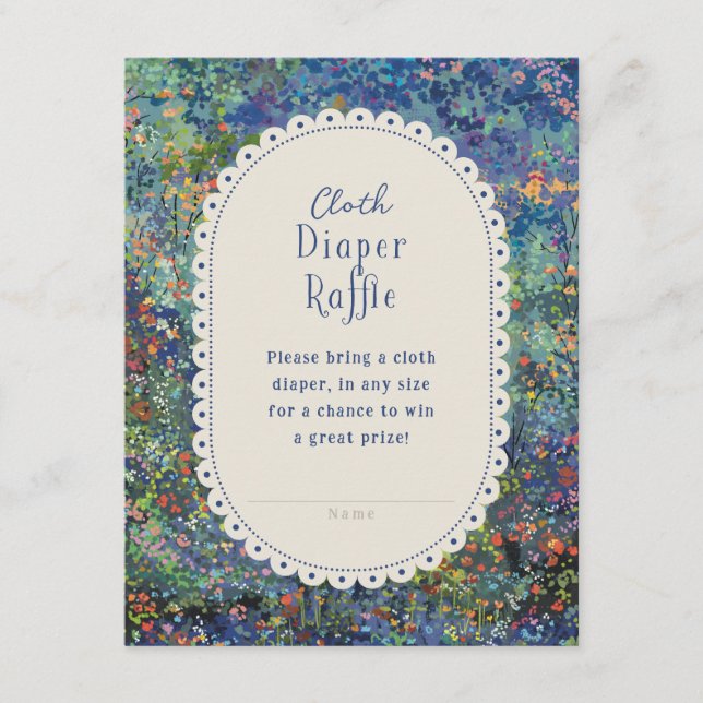 Magical Garden Painted Baby Shower Diaper Raffle Enclosure Card (Front)