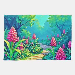 Magical Garden Path Design Tea Towel