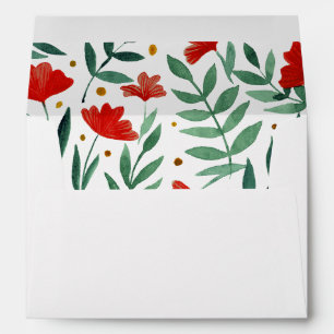 Magical garden - red and green florals envelope