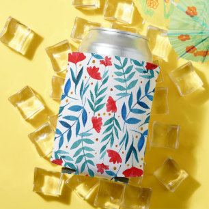 Magical garden - red and turquoise can cooler
