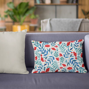 Magical garden - red and turquoise decorative cushion