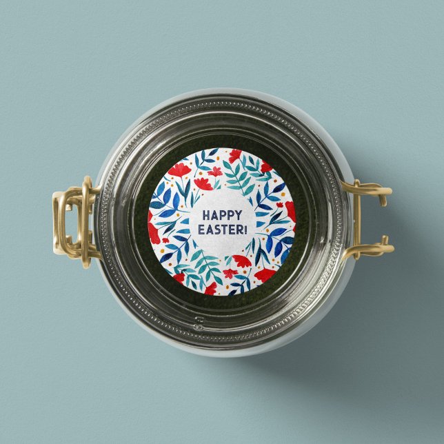 Magical garden - red and turquoise Easter Sticker (Creator Uploaded)