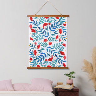 Magical garden - red and turquoise hanging tapestry