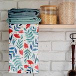 Magical garden - red and turquoise tea towel<br><div class="desc">Magical garden - red and turquoise. Watercolor botanical illustration kitchen towel</div>