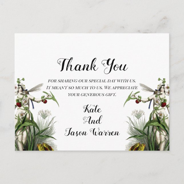 Magical Garden Wedding Thank You Postcard (Front)
