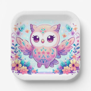 Magical Girl Owl Baby Shower  Paper Plate