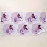 Magical girly pink and purple galaxy unicorn beach towel<br><div class="desc">Magical girly pink and purple galaxy unicorn personalised. Show the unicorn lover in your life you care this Christmas. Part of a matching holiday collection.</div>