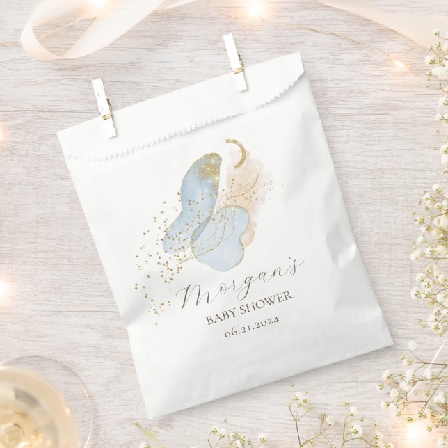 Magical Glitter Abstract Baby Shower Monogram Favour Bags (Clipped)