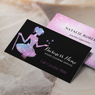 Magical Glitter Maid House Cleaning Service Business Card
