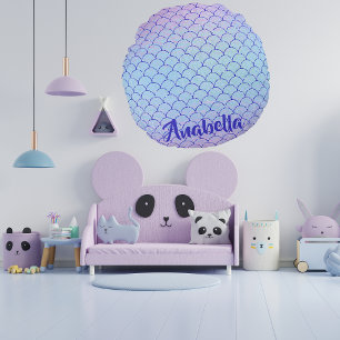 Magical Glitter Pastel Purple Mermaid Scales  Round Cushion