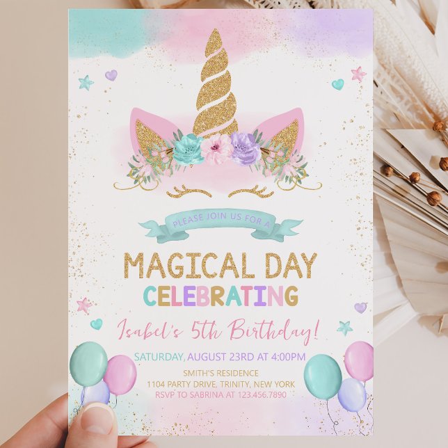 Magical Glitter Unicorn Birthday Invitation (Creator Uploaded)