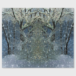 Magical Glittering Winter Wonderland Snowy Forest  Wrapping Paper