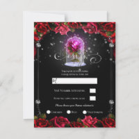Magical Glow Red Rose Silver Black RSVP
