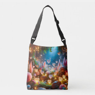 Magical Glowing Flowers Heart Garden Crossbody Bag