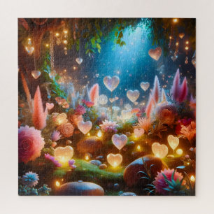 Magical Glowing Flowers Heart Garden Jigsaw Puzzle