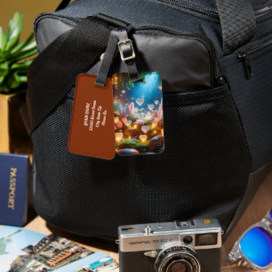 Magical Glowing Flowers Heart Garden Luggage Tag