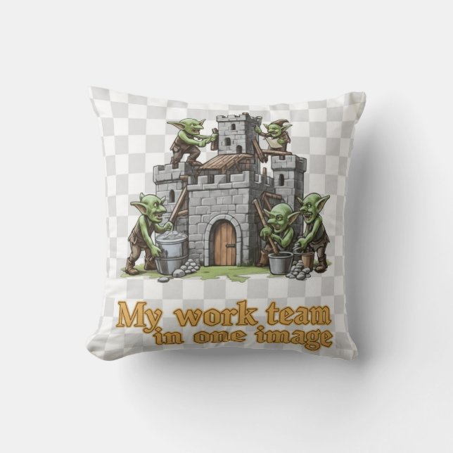 Magical gnome castle fantasy design cushion (Front)