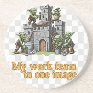 Magical gnome castle fantasy design gift coaster
