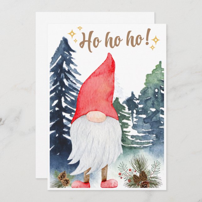 Magical Gnome Holiday Greeting Card (Front/Back)
