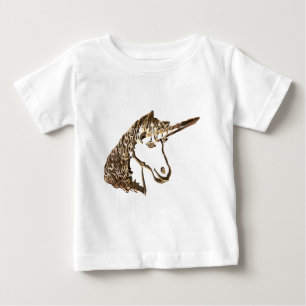 Magical Gold Look Unicorn Portrait Baby T-Shirt