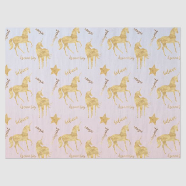 Magical Gold Unicorn Ombre Tissue Paper (Front)