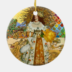 Magical Golden Princess Leo Renaissance Woman Ceramic Tree Decoration