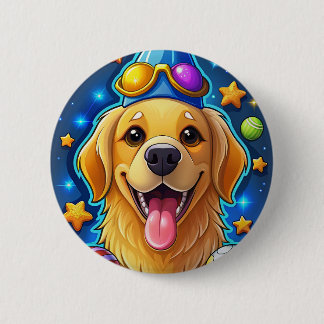 Magical Golden Retriever Puppy with Stars 6 Cm Round Badge